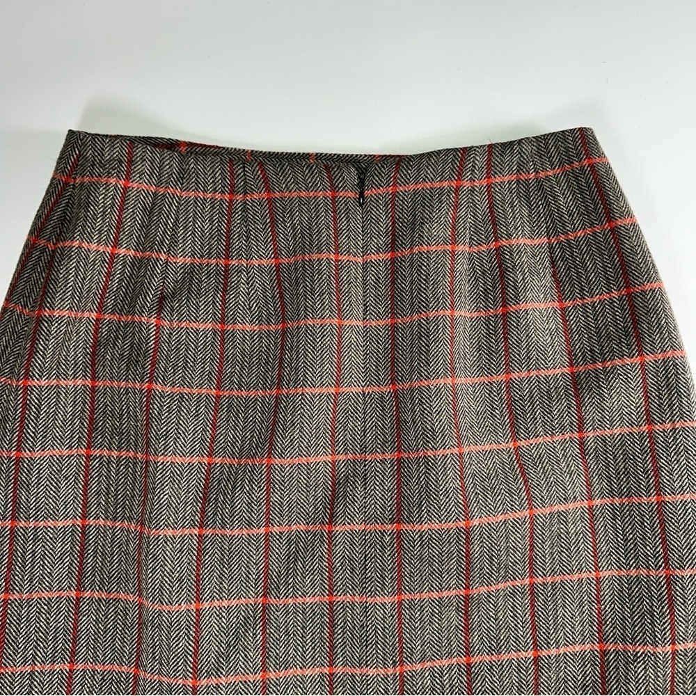 Harvé Benard Sport workwear wool pencil skirt herringbone windowpane size 12 - Picture 7 of 10